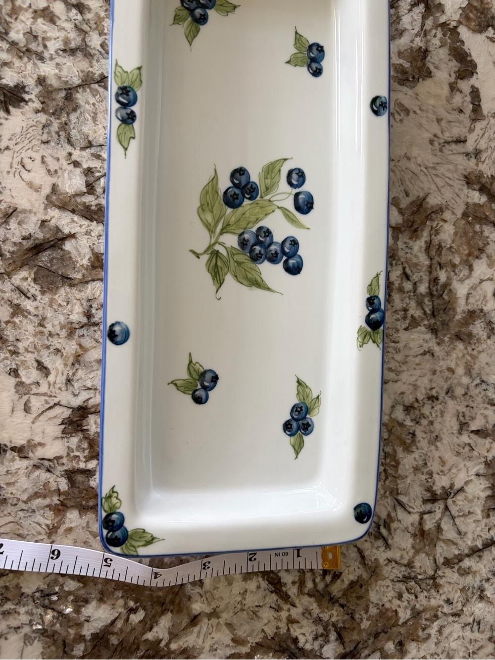 Andrea by Charles Sadek Import Co "Blueberry" Rectangular Ceramic Tray 18407 - Picture 4 of 7